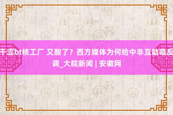 千涩bt核工厂 又酸了？西方媒体为何给中非互助唱反调_大皖新闻 | 安徽网