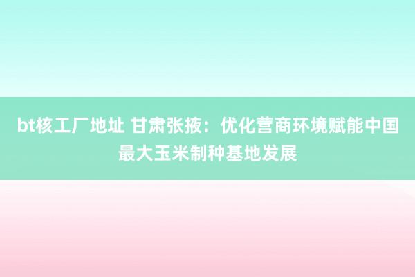 bt核工厂地址 甘肃张掖：优化营商环境赋能中国最大玉米制种基地发展