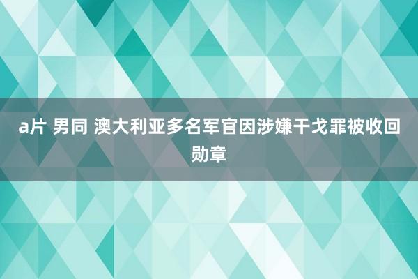 a片 男同 澳大利亚多名军官因涉嫌干戈罪被收回勋章