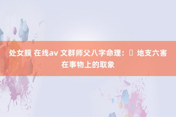 处女膜 在线av 文群师父八字命理：​地支六害在事物上的取象