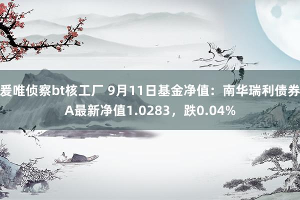 爰唯侦察bt核工厂 9月11日基金净值：南华瑞利债券A最新净值1.0283，跌0.04%