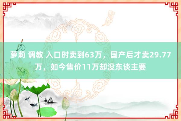 萝莉 调教 入口时卖到63万，国产后才卖29.77万，如今售价11万却没东谈主要