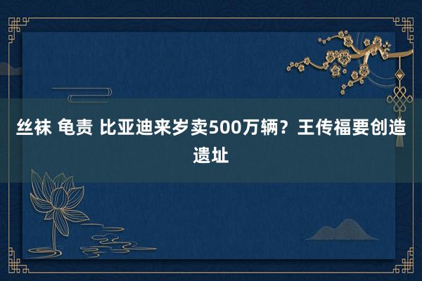 丝袜 龟责 比亚迪来岁卖500万辆？王传福要创造遗址