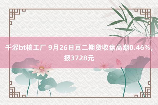 千涩bt核工厂 9月26日豆二期货收盘高潮0.46%，报3728元