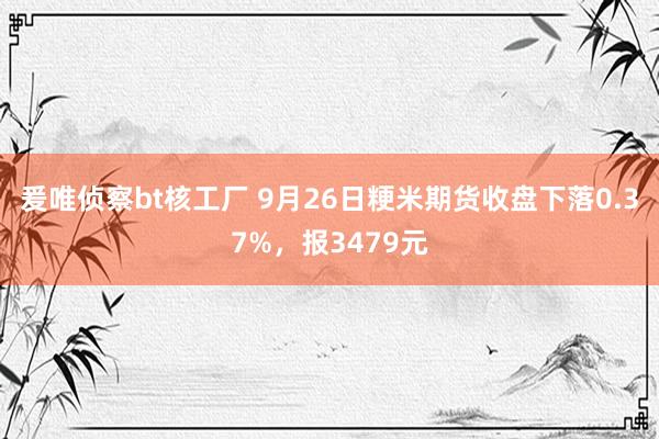 爰唯侦察bt核工厂 9月26日粳米期货收盘下落0.37%，报3479元