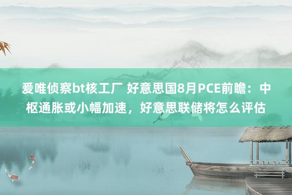 爰唯侦察bt核工厂 好意思国8月PCE前瞻：中枢通胀或小幅加速，好意思联储将怎么评估