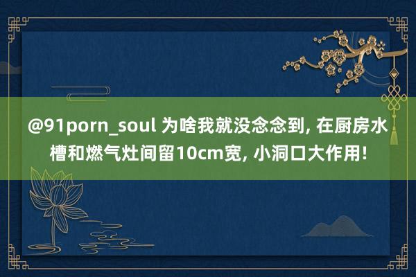 @91porn_soul 为啥我就没念念到， 在厨房水槽和燃气灶间留10cm宽， 小洞口大作用!