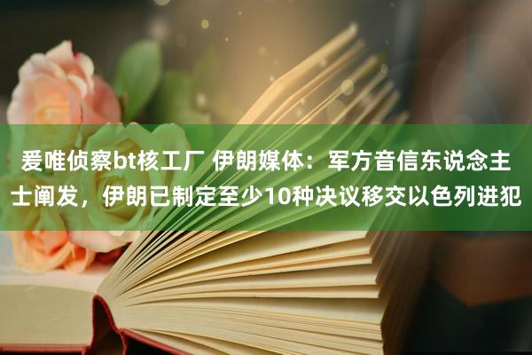 爰唯侦察bt核工厂 伊朗媒体：军方音信东说念主士阐发，伊朗已制定至少10种决议移交以色列进犯