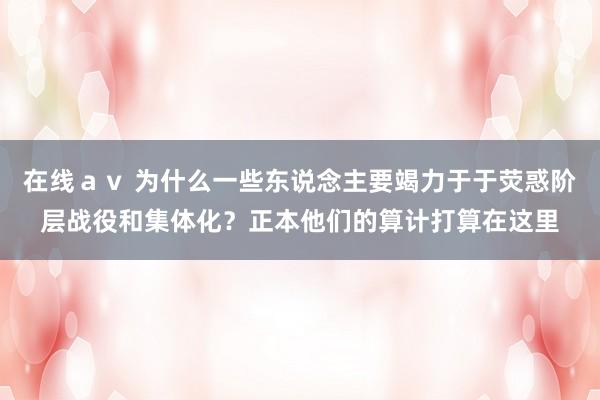 在线ａｖ 为什么一些东说念主要竭力于于荧惑阶层战役和集体化？正本他们的算计打算在这里