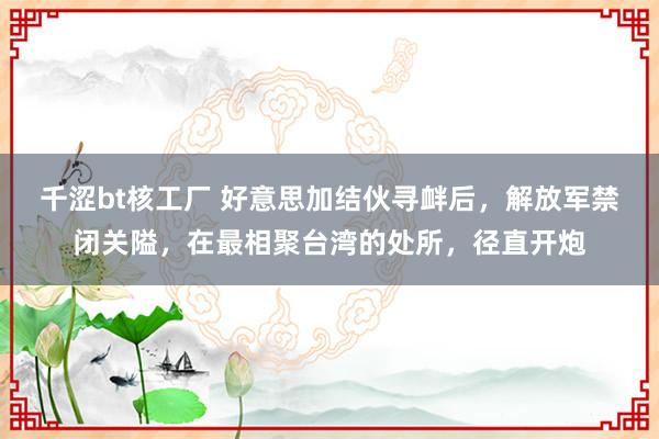 千涩bt核工厂 好意思加结伙寻衅后，解放军禁闭关隘，在最相聚台湾的处所，径直开炮