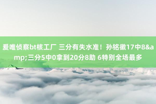 爰唯侦察bt核工厂 三分有失水准！孙铭徽17中8&三分5中0拿到20分8助 6特别全场最多