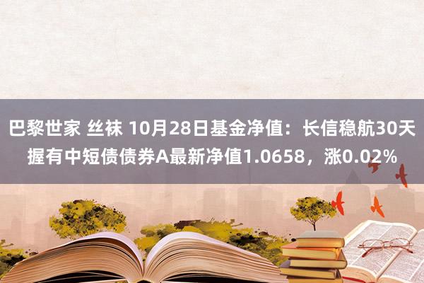 巴黎世家 丝袜 10月28日基金净值：长信稳航30天握有中短债债券A最新净值1.0658，涨0.02%