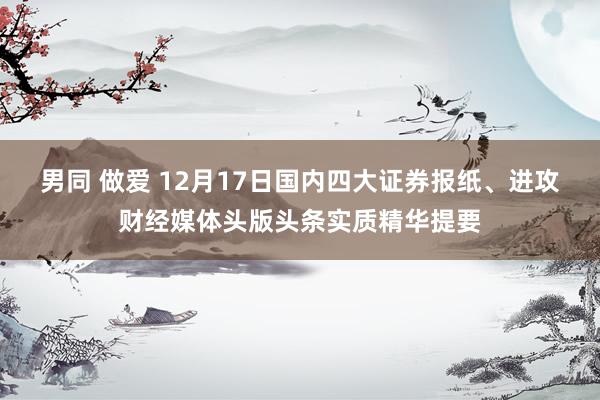 男同 做爱 12月17日国内四大证券报纸、进攻财经媒体头版头条实质精华提要