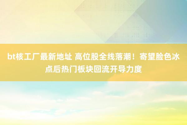 bt核工厂最新地址 高位股全线落潮！寄望脸色冰点后热门板块回流开导力度