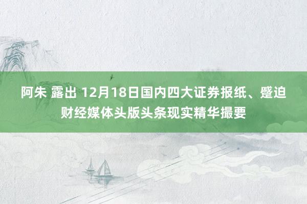 阿朱 露出 12月18日国内四大证券报纸、蹙迫财经媒体头版头条现实精华撮要