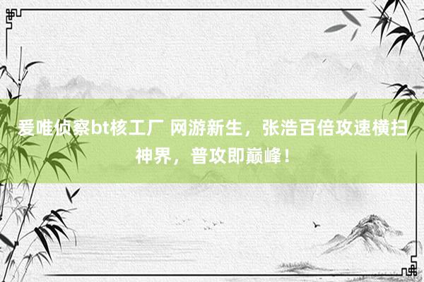 爰唯侦察bt核工厂 网游新生，张浩百倍攻速横扫神界，普攻即巅峰！