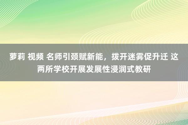 萝莉 视频 名师引颈赋新能，拨开迷雾促升迁 这两所学校开展发展性浸润式教研