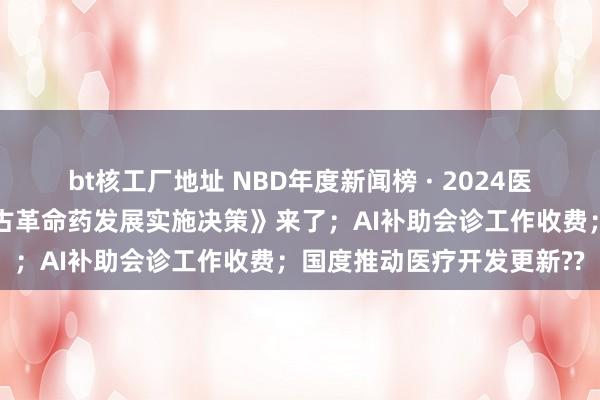 bt核工厂地址 NBD年度新闻榜 · 2024医药十大新闻丨《全链条复古革命药发展实施决策》来了；AI补助会诊工作收费；国度推动医疗开发更新??