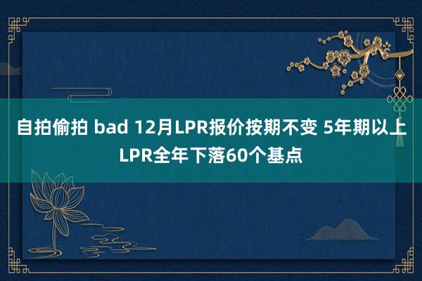 自拍偷拍 bad 12月LPR报价按期不变 5年期以上LPR全年下落60个基点