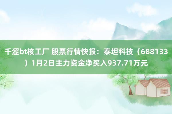 千涩bt核工厂 股票行情快报：泰坦科技（688133）1月2日主力资金净买入937.71万元