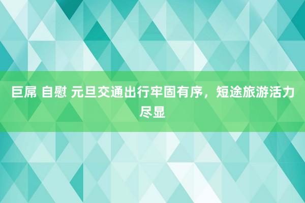 巨屌 自慰 元旦交通出行牢固有序，短途旅游活力尽显