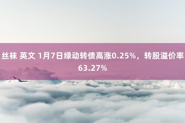 丝袜 英文 1月7日绿动转债高涨0.25%，转股溢价率63.27%