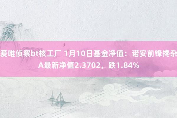 爰唯侦察bt核工厂 1月10日基金净值：诺安前锋搀杂A最新净值2.3702，跌1.84%