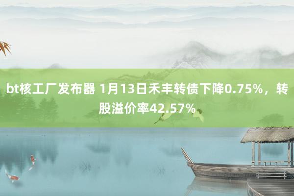 bt核工厂发布器 1月13日禾丰转债下降0.75%，转股溢价率42.57%